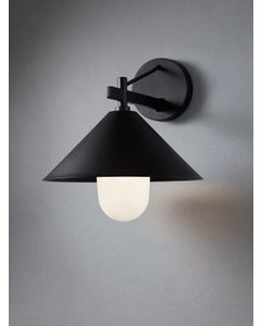 Yamba 1 Light Wall Bracket in Black with Frosted Glass Diffuser