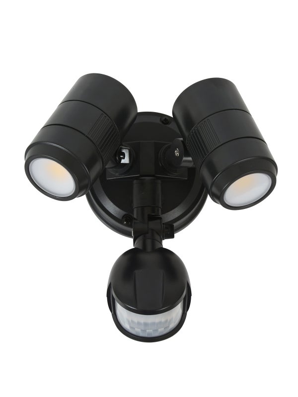 LEDlux Secure 2 Light LED Colour Switch Flood Light With Sensor in Black