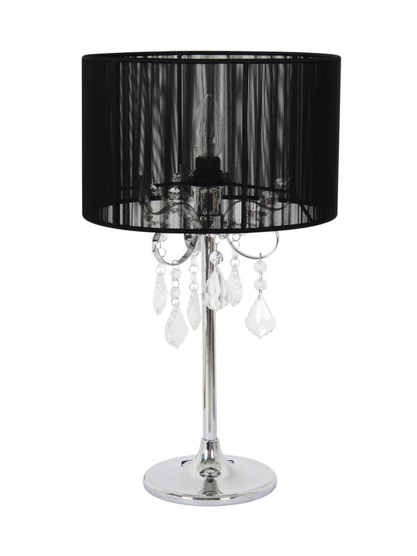Paris 1 Light Chrome Table Lamp with Black String Shade