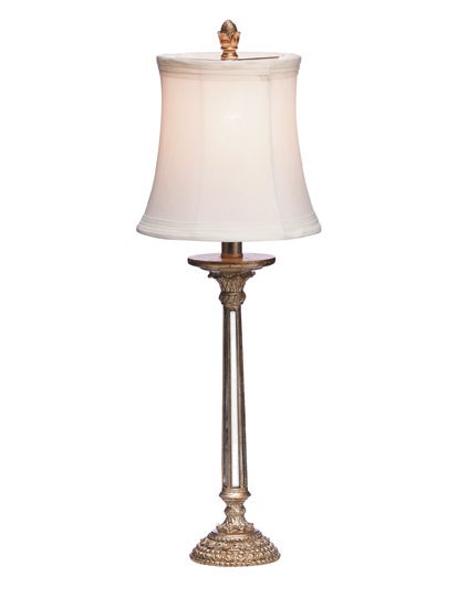 Sari Small Table Lamp in Antique Silver with White Shade