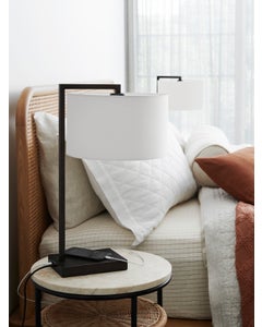 Maya 1 Light Table Lamp in Black, 2 Pack, with USB