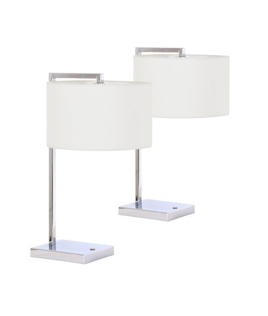 Maya 1 Light Table Lamp in Chrome, 2 Pack, with USB