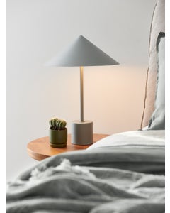 Margot 2 Light Table Lamp in Grey with Metal Conical Shade