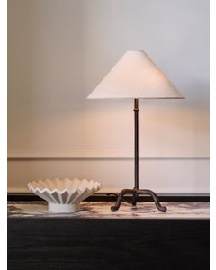 Santonio 2 Light Table Lamp in Rust with Natural Linen Shade