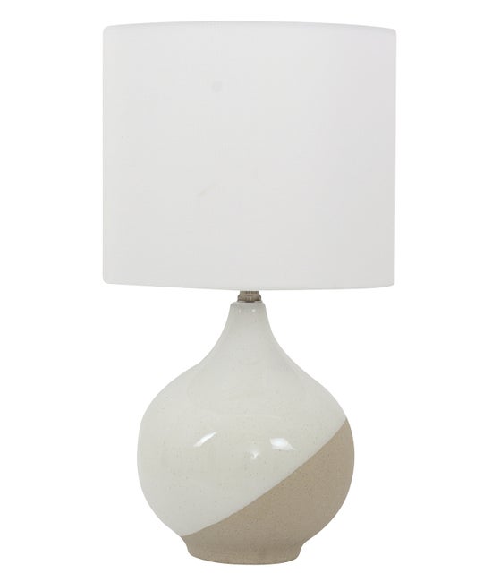 Kloss 1 Light Round Table Lamp in White/Stone