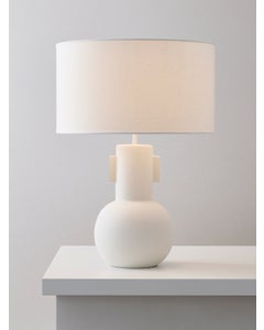 Adelphi 1 Light Table Lamp with White Ceramic Base and White Linen Shade