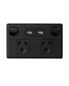 Lucci Power Gravity Twin 10A GPO with Double USB Ports Only in Matte Black