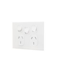 Vynco Urban Twin GPO With Extra Switch Only in White
