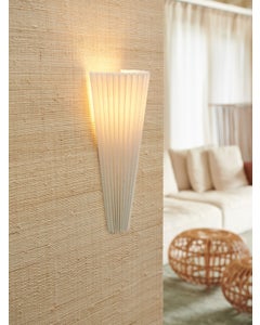 Amore 1 Light Pleated Wall Sconce with Off White Linen Shade