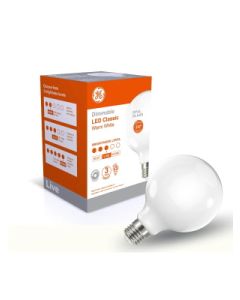 GE 7.6W Glass Opal Dimmable LED G95 ES Globe in Warm White