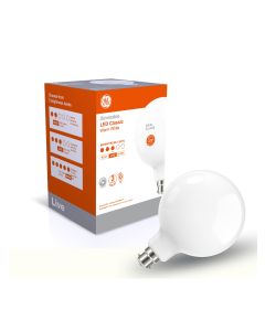 GE 7.6W Glass Opal Dimmable LED G125 BC Globe in Warm White