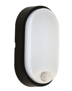 Bayside Endeavour LED Black Oval IP54 Light With Sensor in Cool White