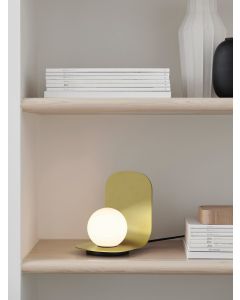 Attica 1 Light Table Lamp in Brass with Matte Glass Shade