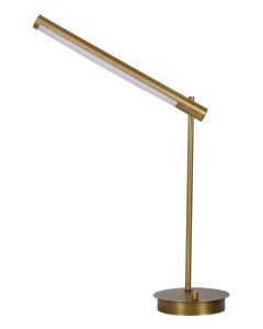 LEDlux Lennox LED Dimmable Table Lamp in Antique Brass with USB Port