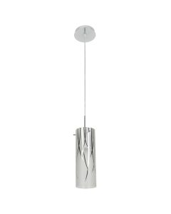 Carrizo 1 Light Large Pendant in Chrome with Opal Shade and Chrome Leaf Detail
