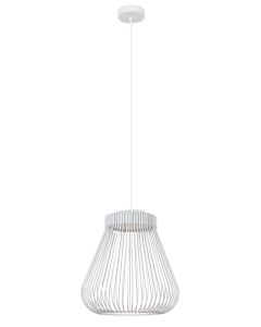 Akira 1 Light Tall Pendant with Metal Wire Shade in White