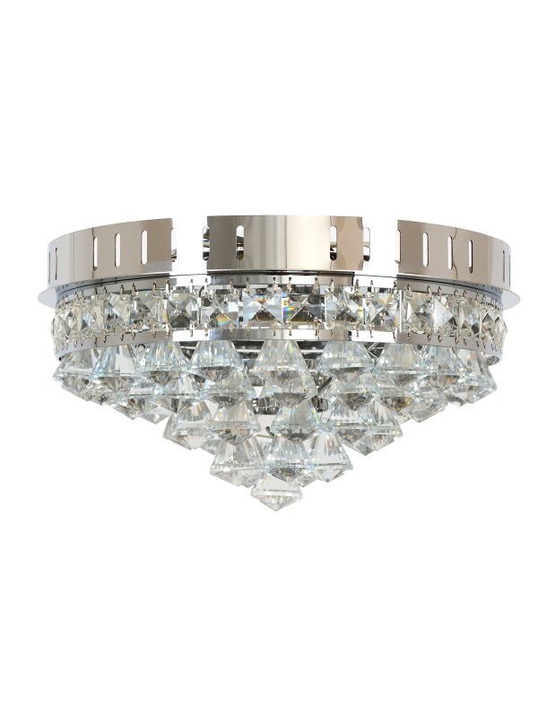 Crown 6 Light Flush Mount in Chrome with Crystal
