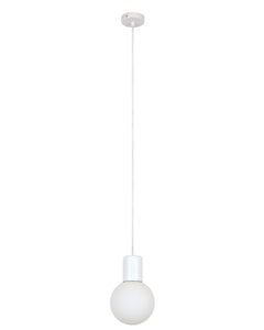 Juno 1 Light Pendant in White Wood with Frost Glass Shade