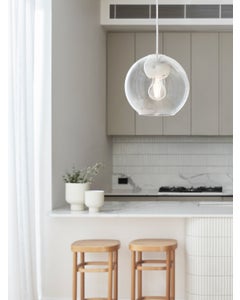 Valona 1 Light Pendant in Marble with Clear Glass