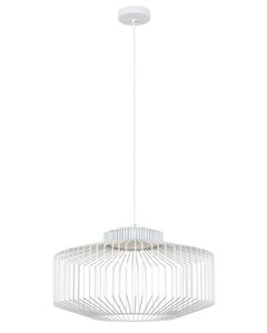 Akira 1 Light Squat Pendant with Metal Wire Shade in White