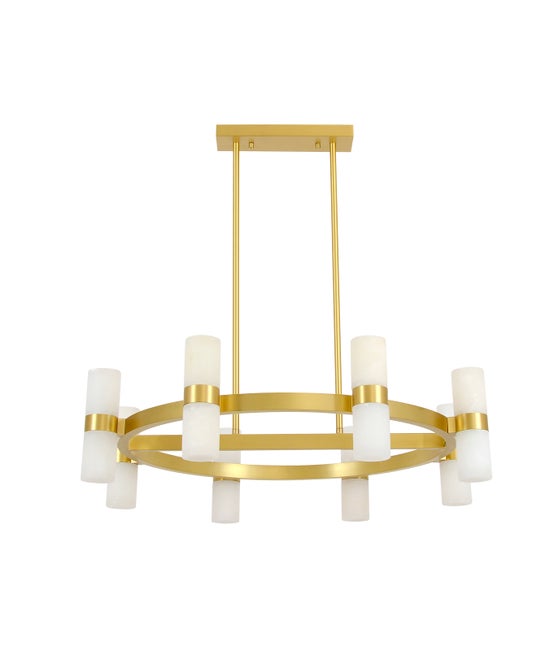 Made by Mayfair Luella 16 Light Pendant in Brass with Spanish Alabaster Shades