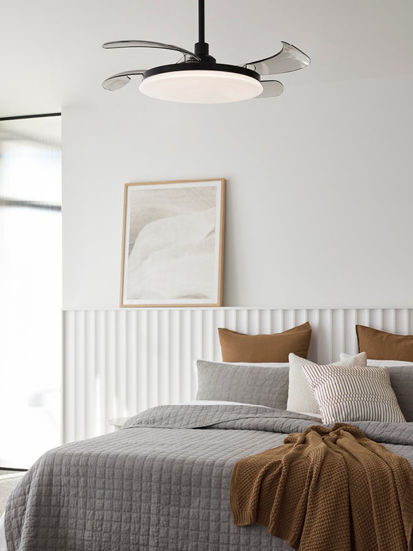 Fanaway Nexus 90cm DC Ceiling Fan with Retractable Blades and Light in Black