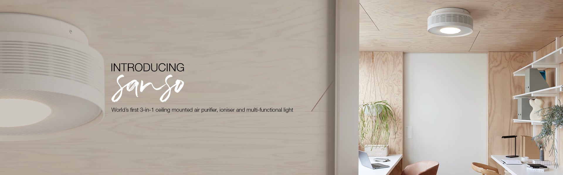 Sanso EvOne 3-In-1 Ceiling Mounted Air Purifier, Ioniser and Multi-Functional Light in White