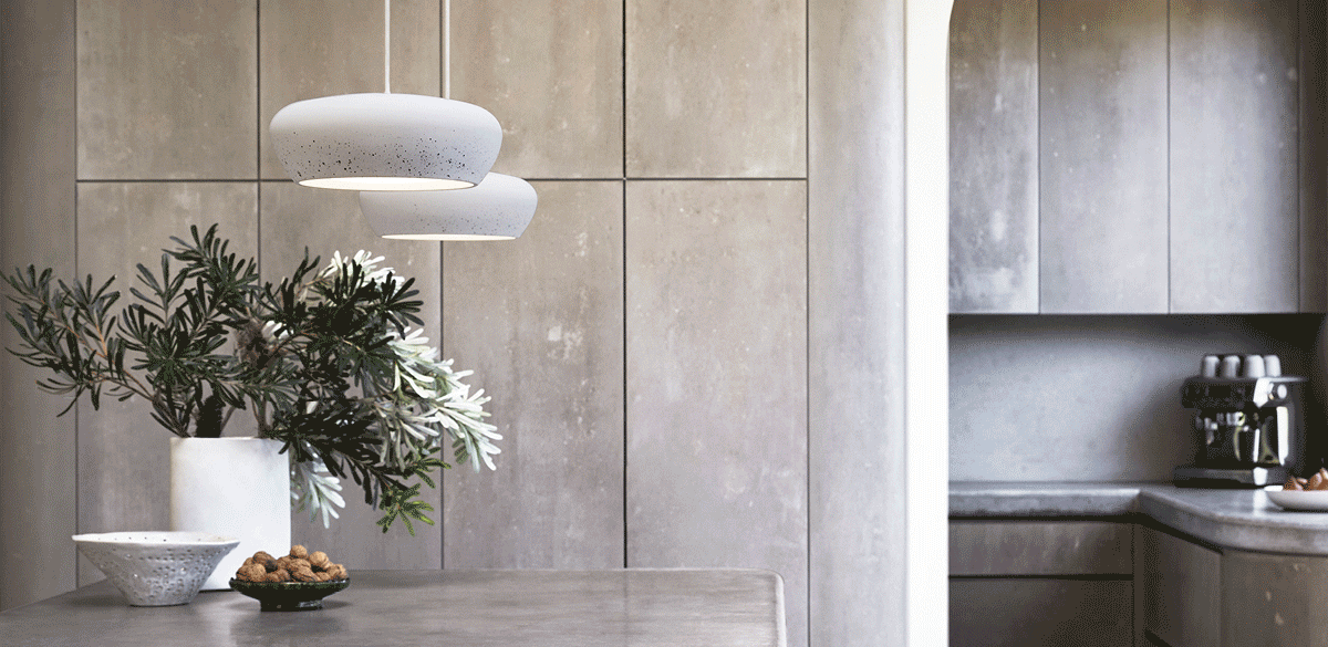 Fjord 1 Light Squat Pendant in Limestone