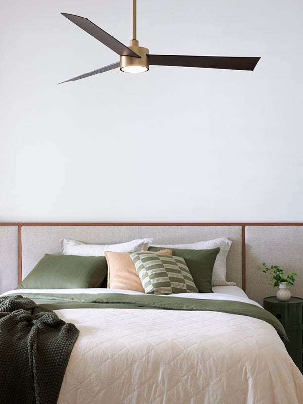 Climate IV 132cm DC Fan with Light in Antique Brass with Walnut Blades