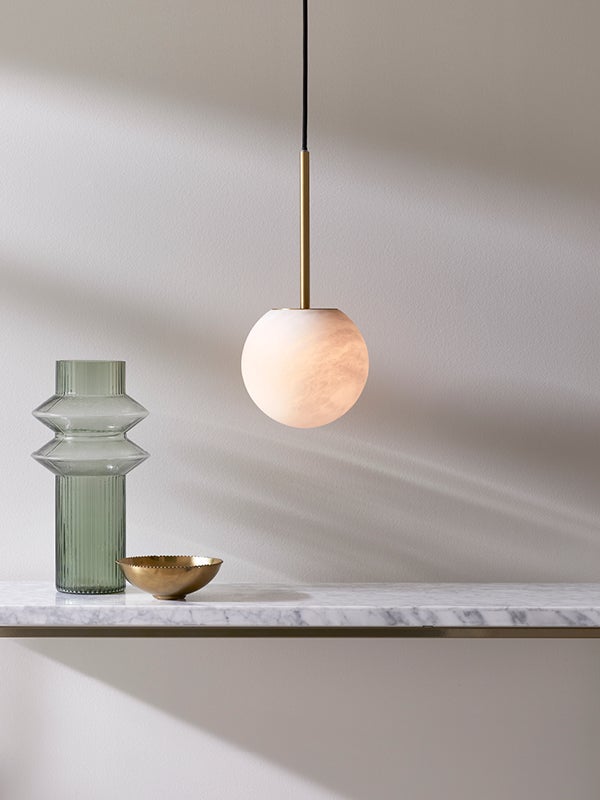 Made By Mayfair Lucent 160mm Pendant in Brass and Alabaster