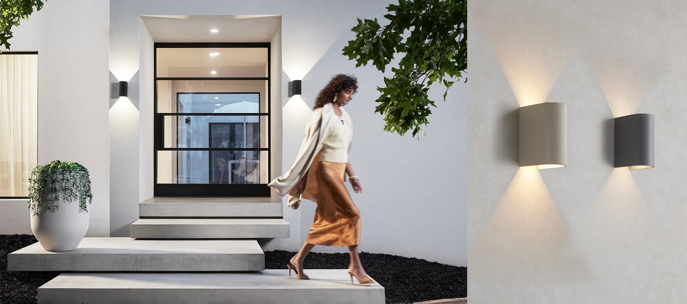 MFL By Masson Tanimi Cylinder LED Up/Down Exterior Wall Light in Concrete