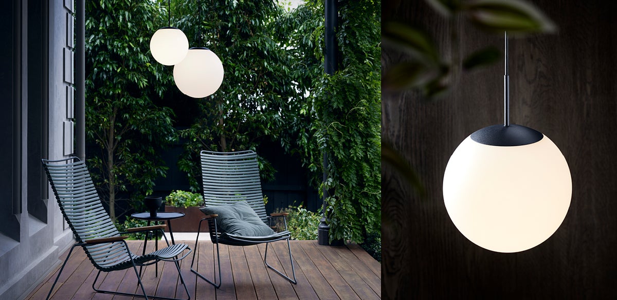 Dusk 1 Light Large Exterior Pendant in Black with White Shade