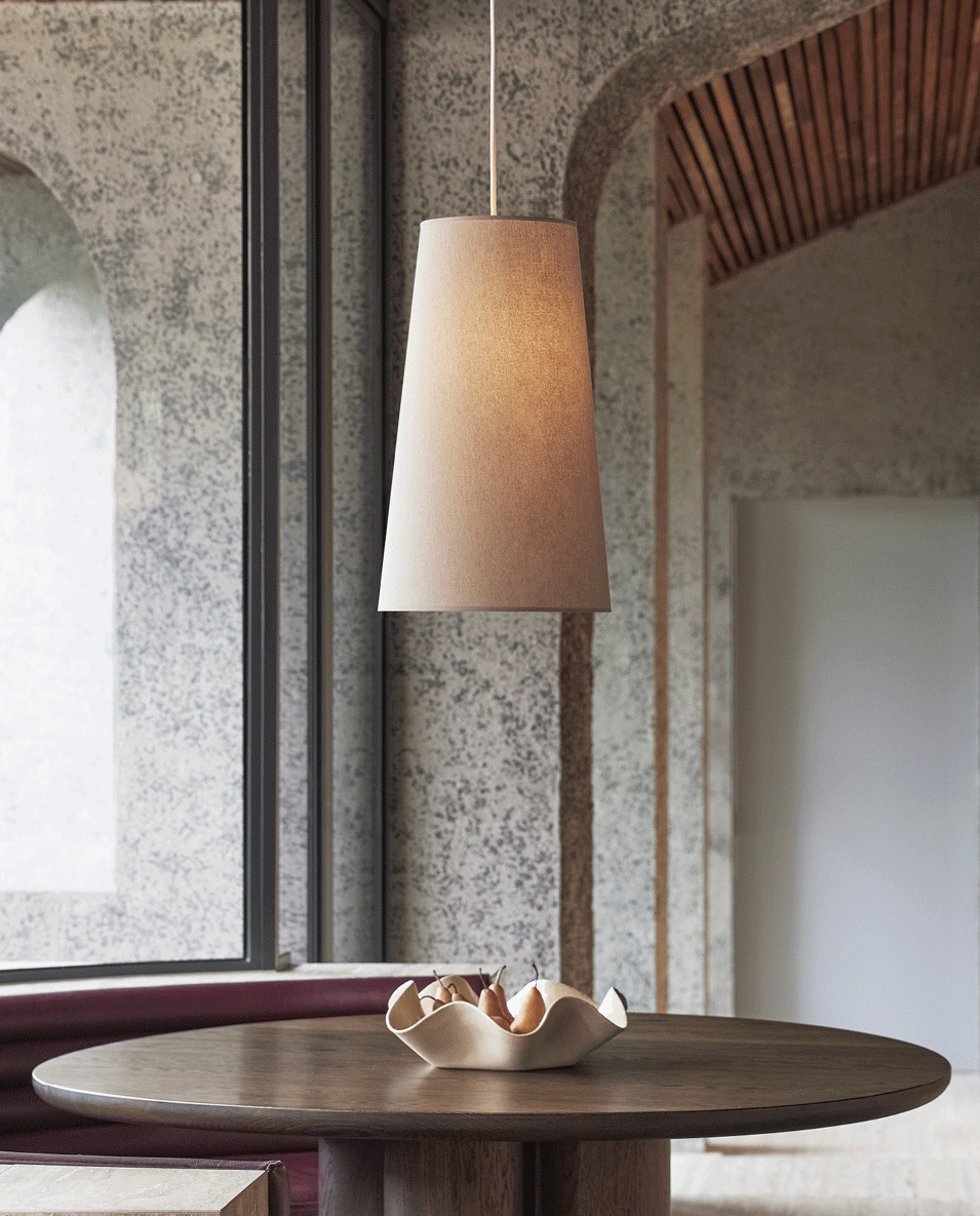 Calido Tall Tapered Shade Pendant Light in Natural Linen