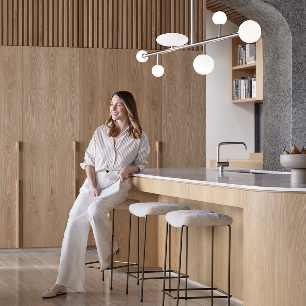 Orray 6 Light LED Linear Pendant in Brushed Chrome with Frosted Opal Glass