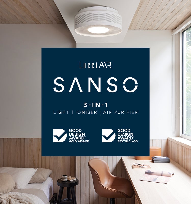 Sanso EvOne 3-in-1 Ceiling Mounted Air Purifier, Ioniser and Multi-Functional Light in White 