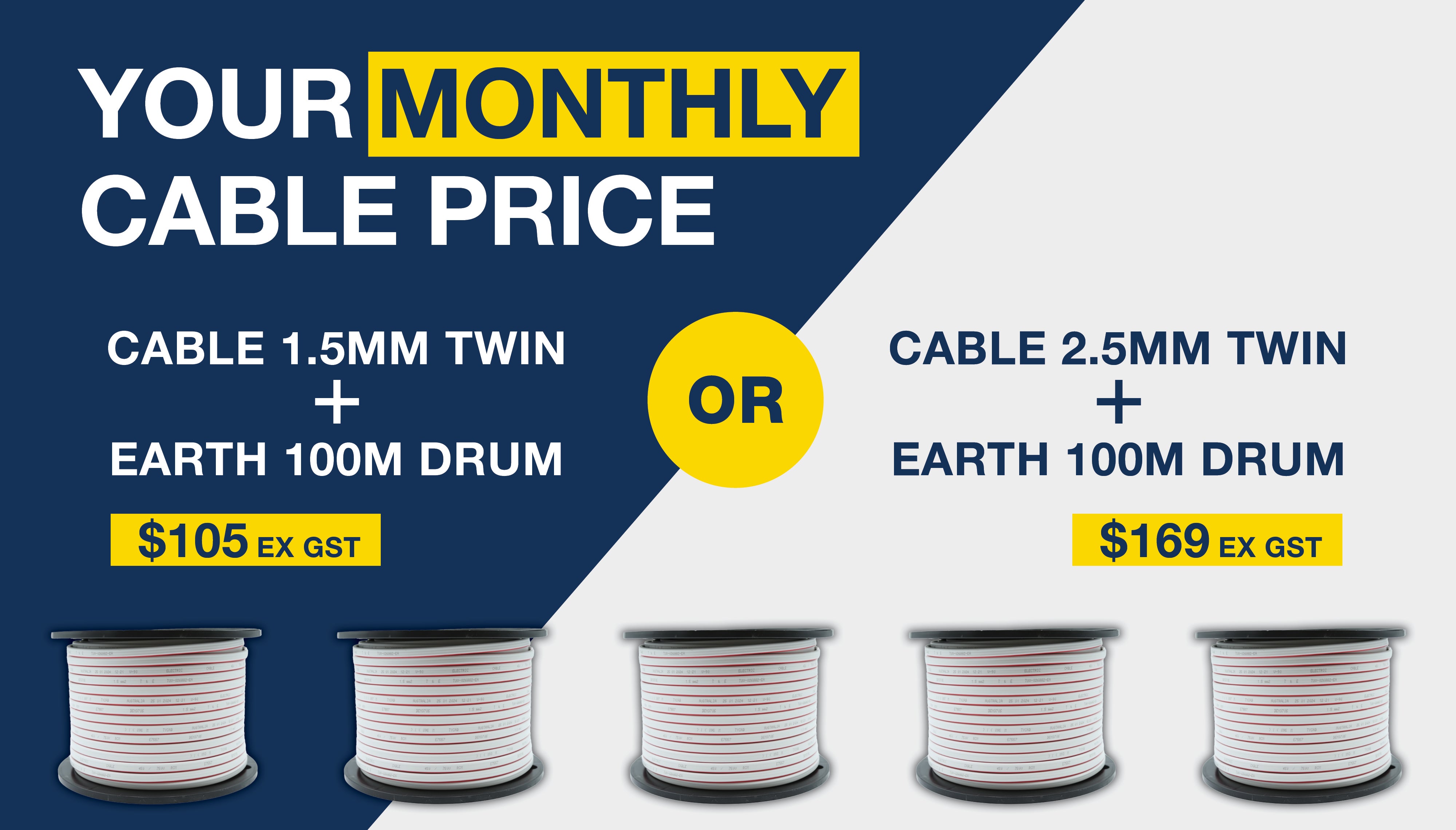 Beacon Trade Cable Pricing - $104 for 1.5mm Twin and $166 for 2.5mm twin