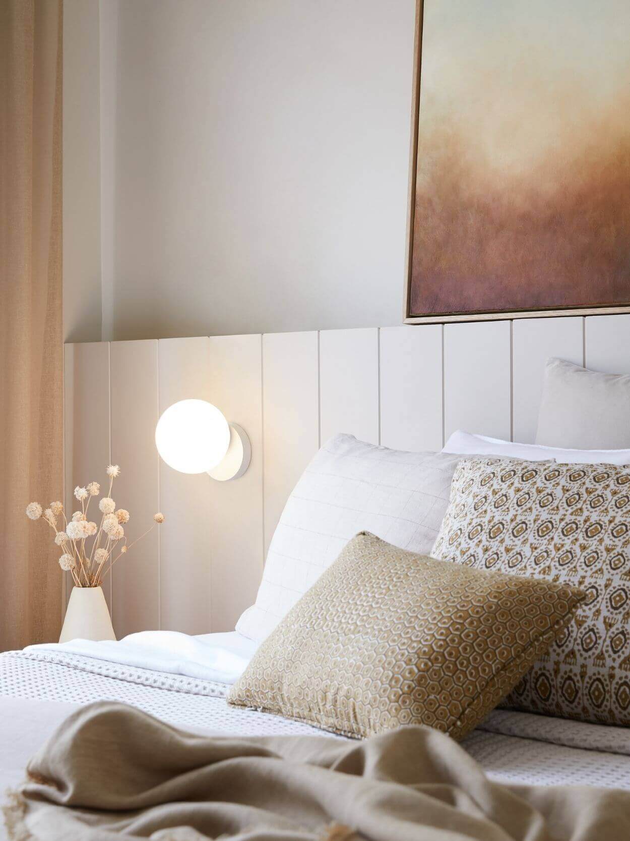 Lights above outlet headboard