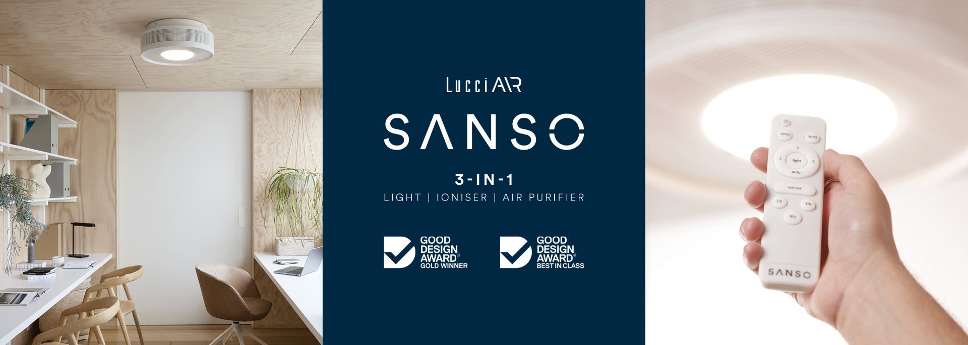 Sanso is the world's first ceiling-mounted air purifier with light