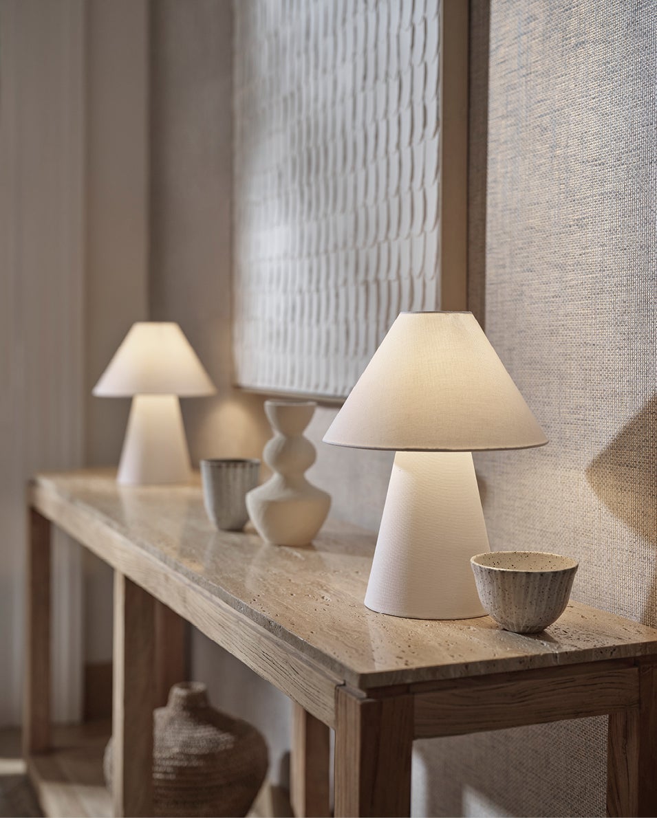 Atila 1 Light Table Lamp in Ivory, 2 Pack