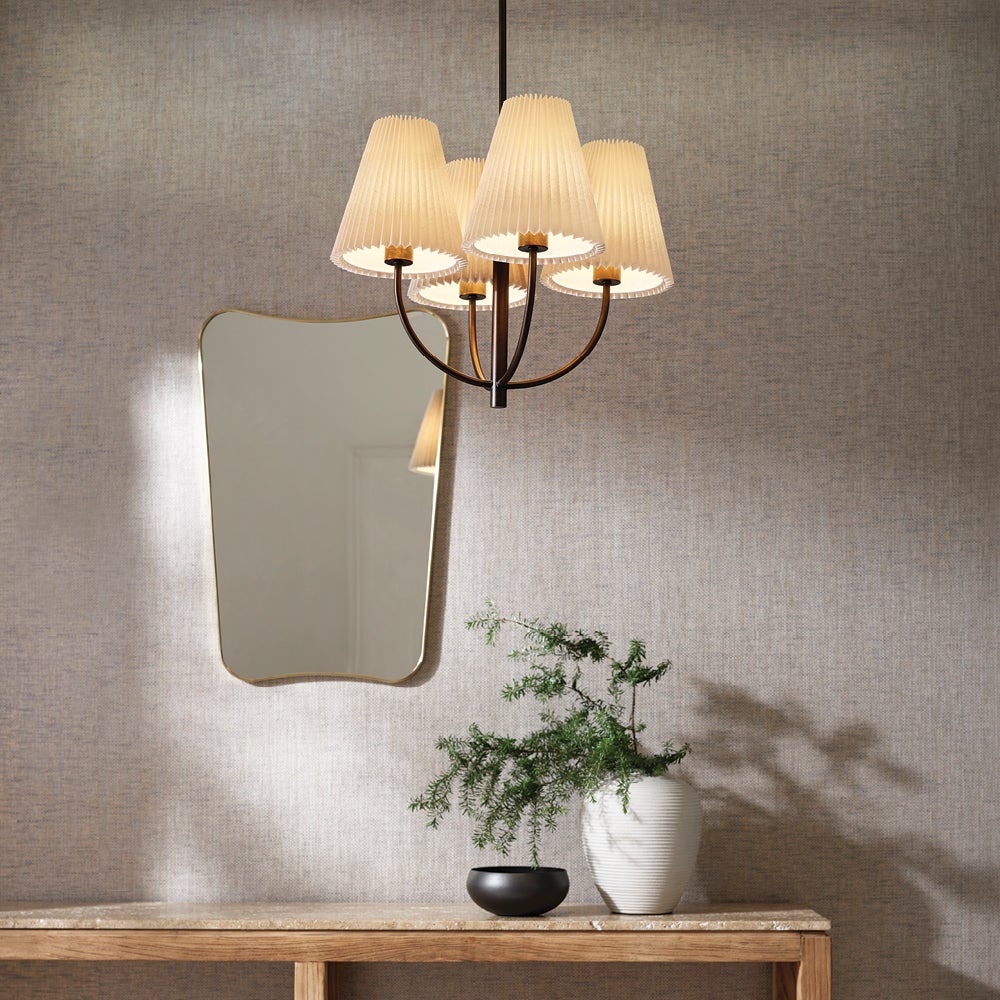 Hoxton 4 Light Pendant in Bronze Finish with Natural Linen Shade