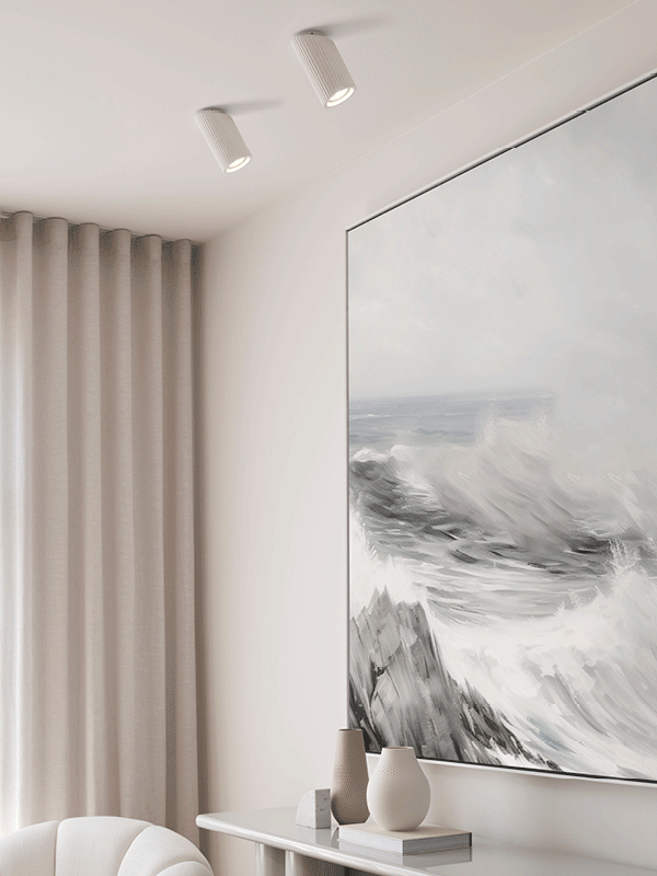 MFL By Masson Gypsum 1 Light Adjustable Ribbed Spot Light in White