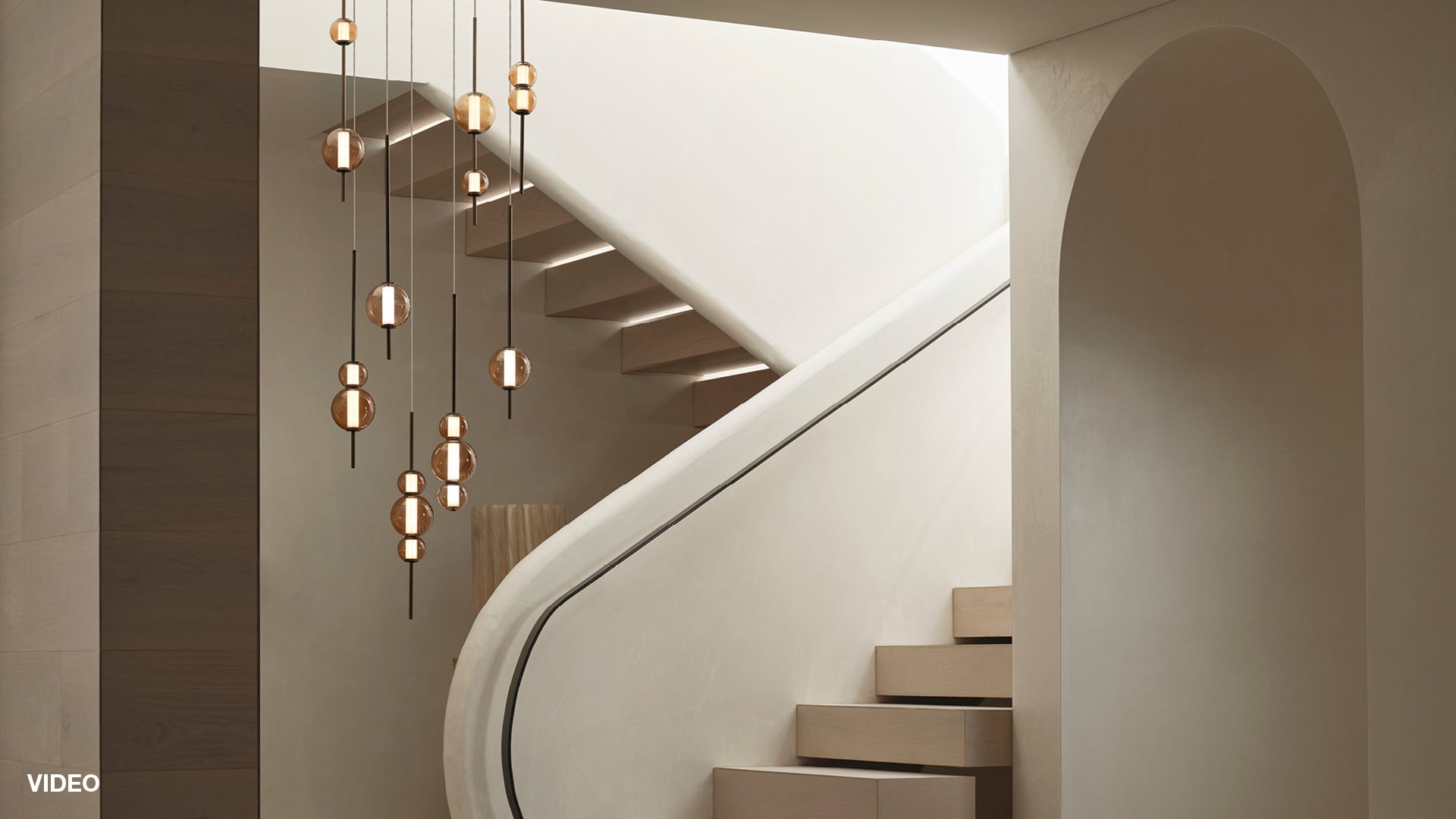Abacus 16 Light LED Multi Drop Pendant in Bronze with Sepia Glass Shades