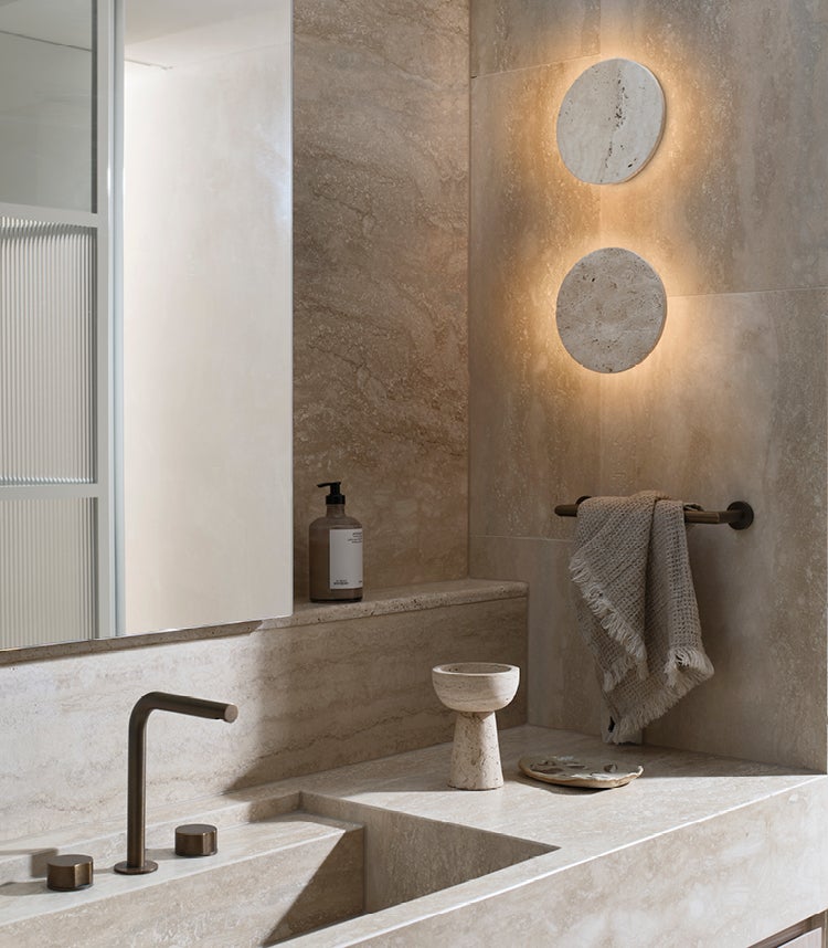 Equinox LED 200mm Wall Sconce in Travertine