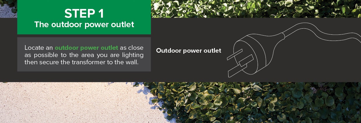 Step 1: Locate An Outdoor Power Outlet As Close As Possible To The Area You Are Lighting, Then Secure The Transformer To The Wall.